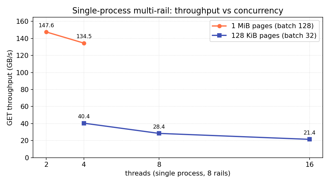 Single-process multi-rail scaling